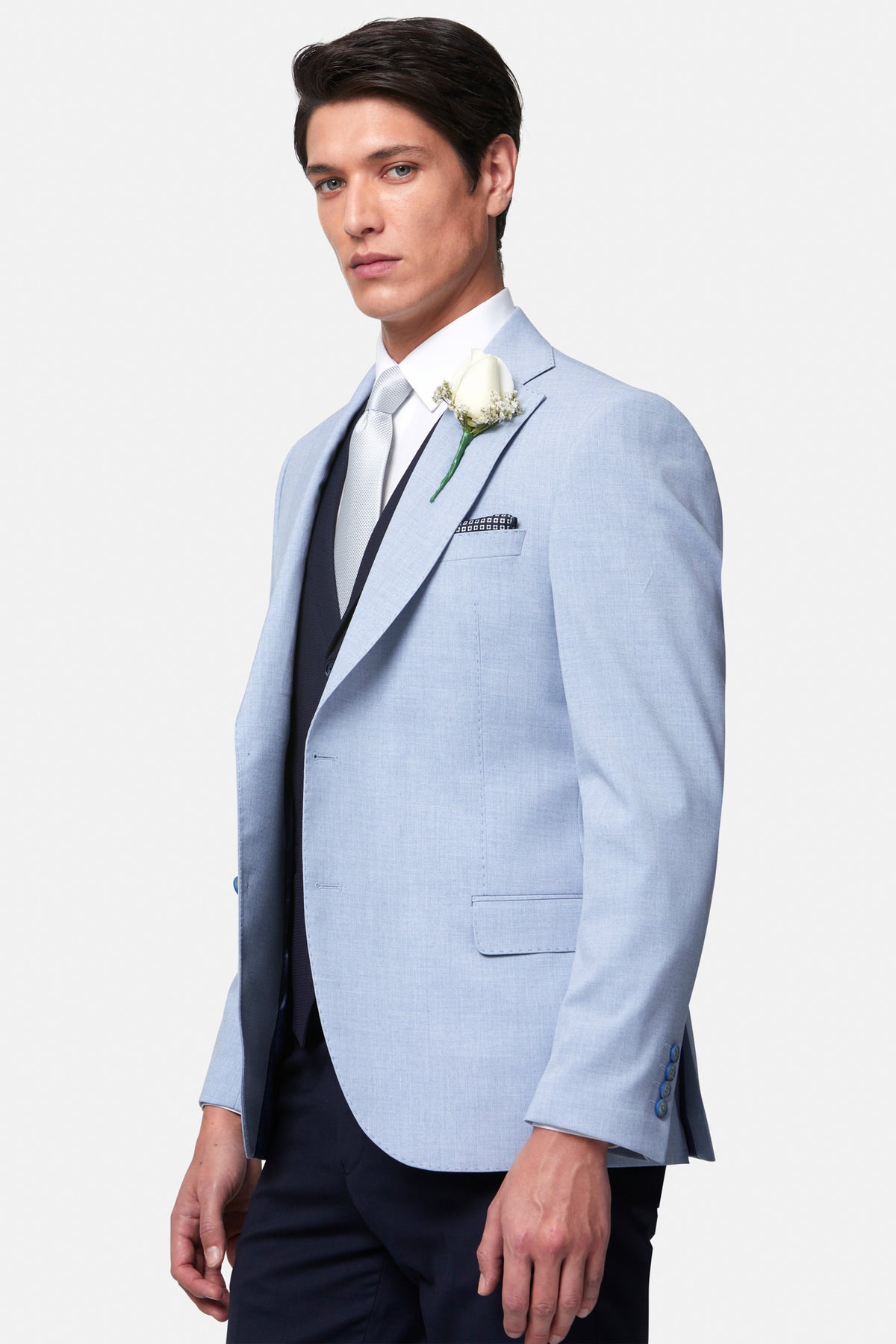 Albert Sky Notch 3PC Suit By Benetti Menswear