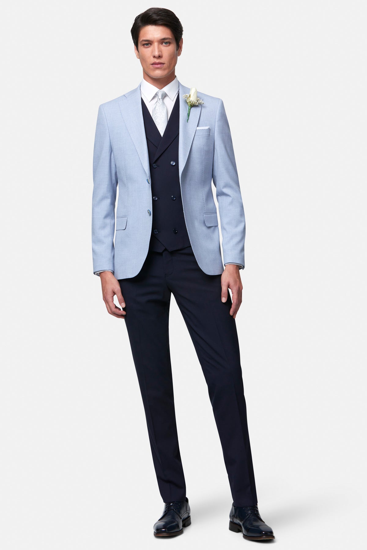 Albert Sky DB 3PC Suit By Benetti Menswear