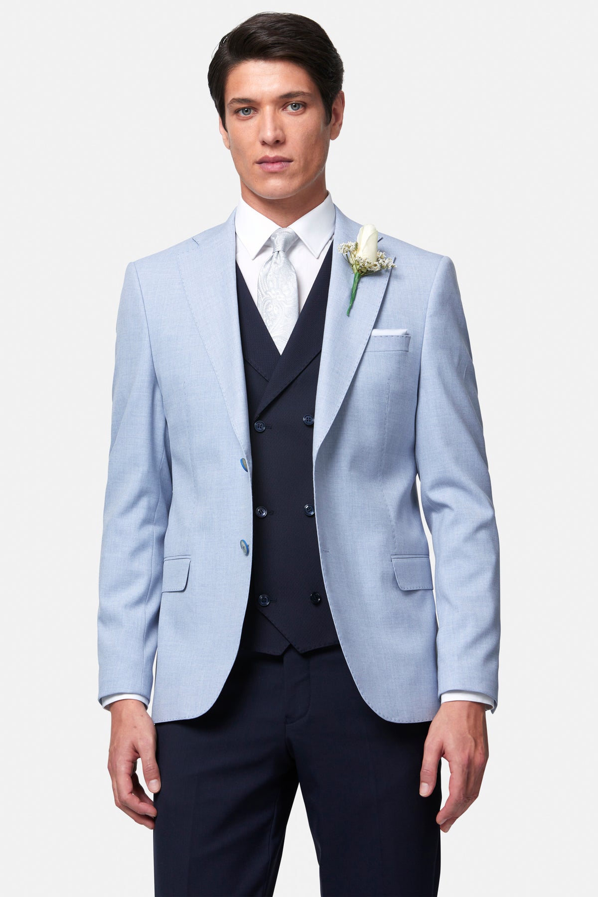 Albert Sky DB 3PC Suit By Benetti Menswear
