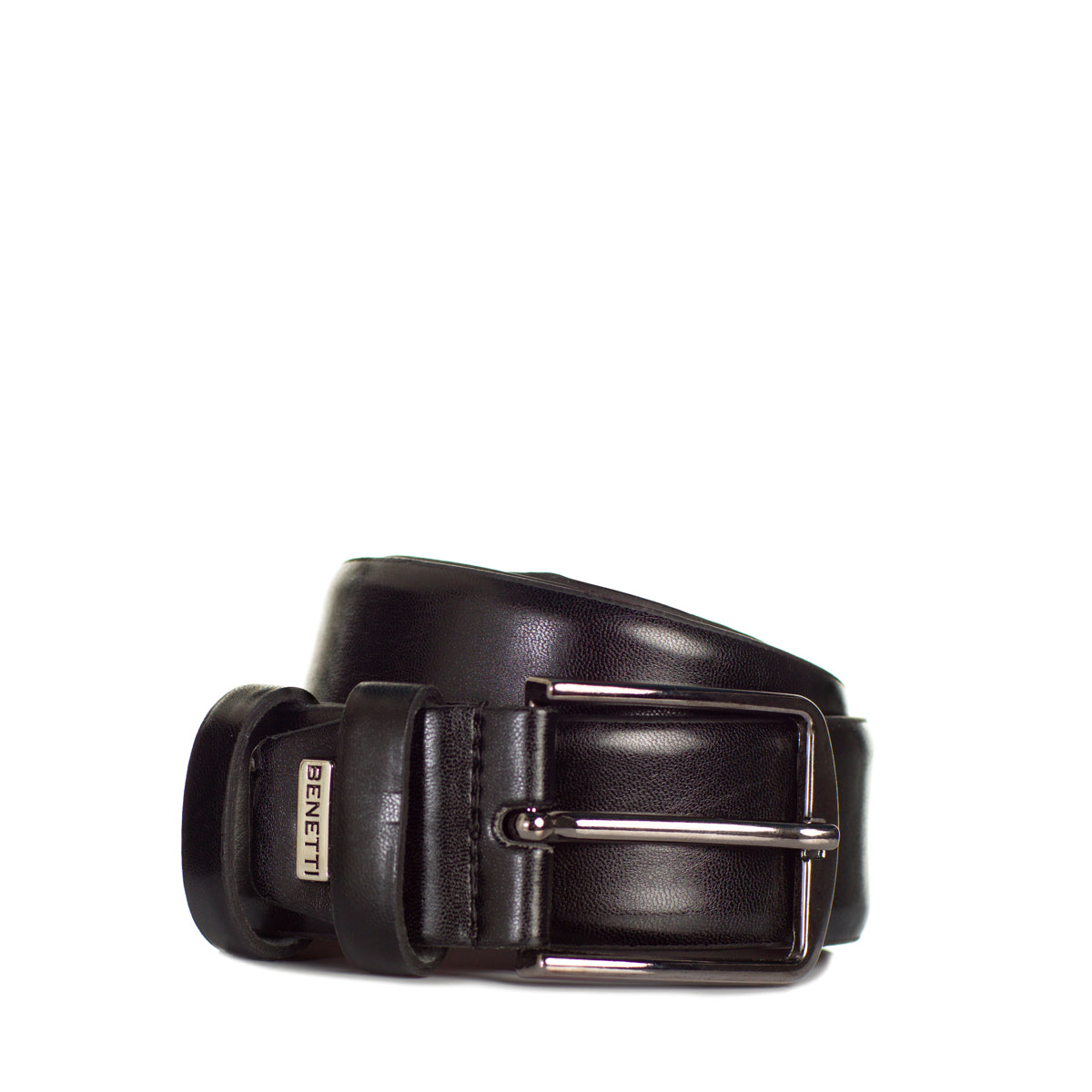 Black Leather Belt By Benetti Menswear