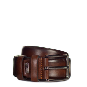 Brown Leather Belt By Benetti Menswear