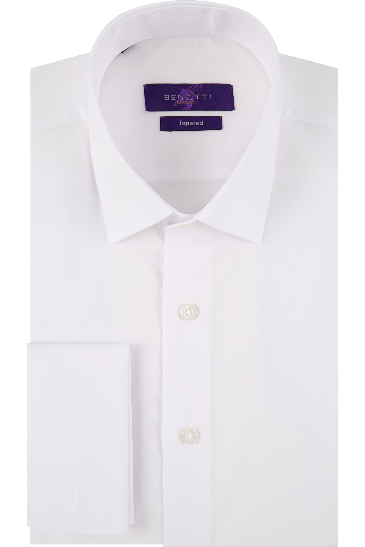 Tapered White Benetti Double Cuff Shirt