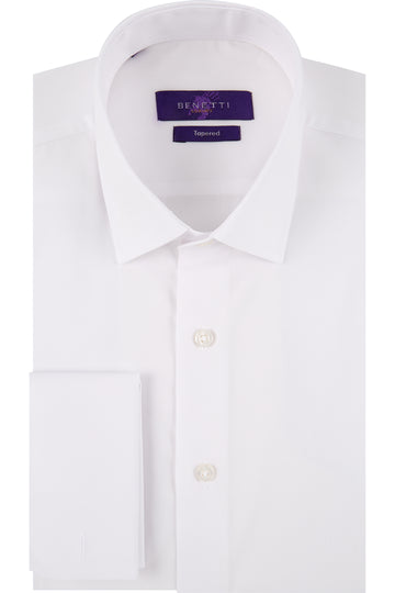 Tapered White Benetti Double Cuff Shirt