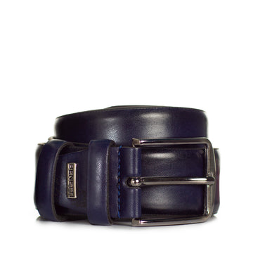 Navy Leather Belt By Benetti Menswear 